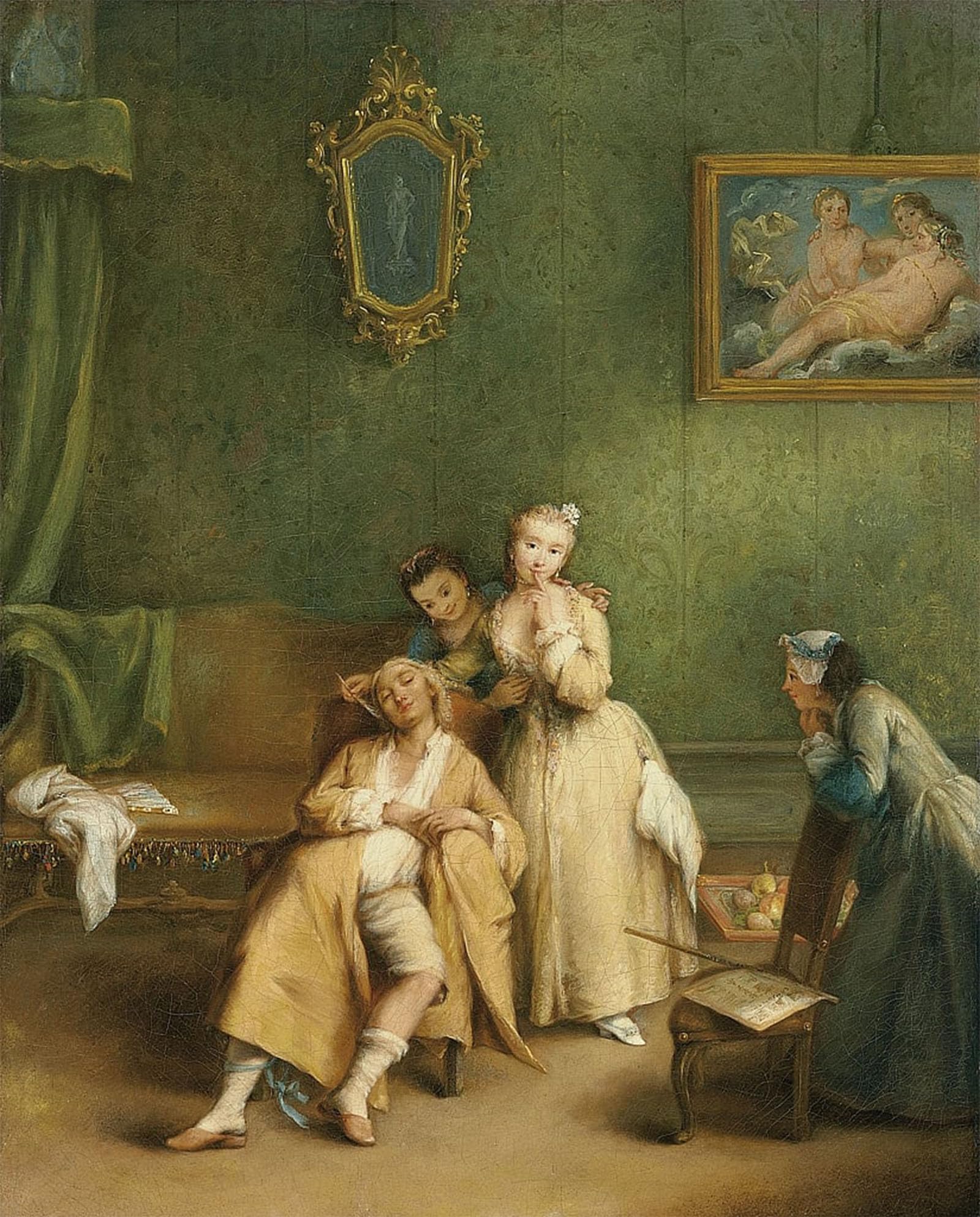 ARTXLXXBN Famous Prints Artwork Pictures Poster Painting Art the Tickle by Pietro Longhi Artwork Landscape Pictures for Home Decor 60x90cm