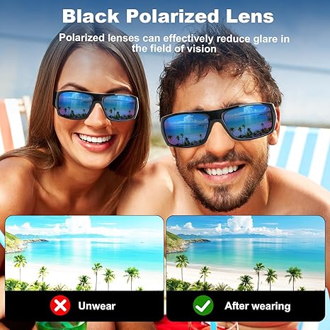 Bling Wrap Around Occhiali Da Sole Polarizzati Con Montatura Nera - Foto 5