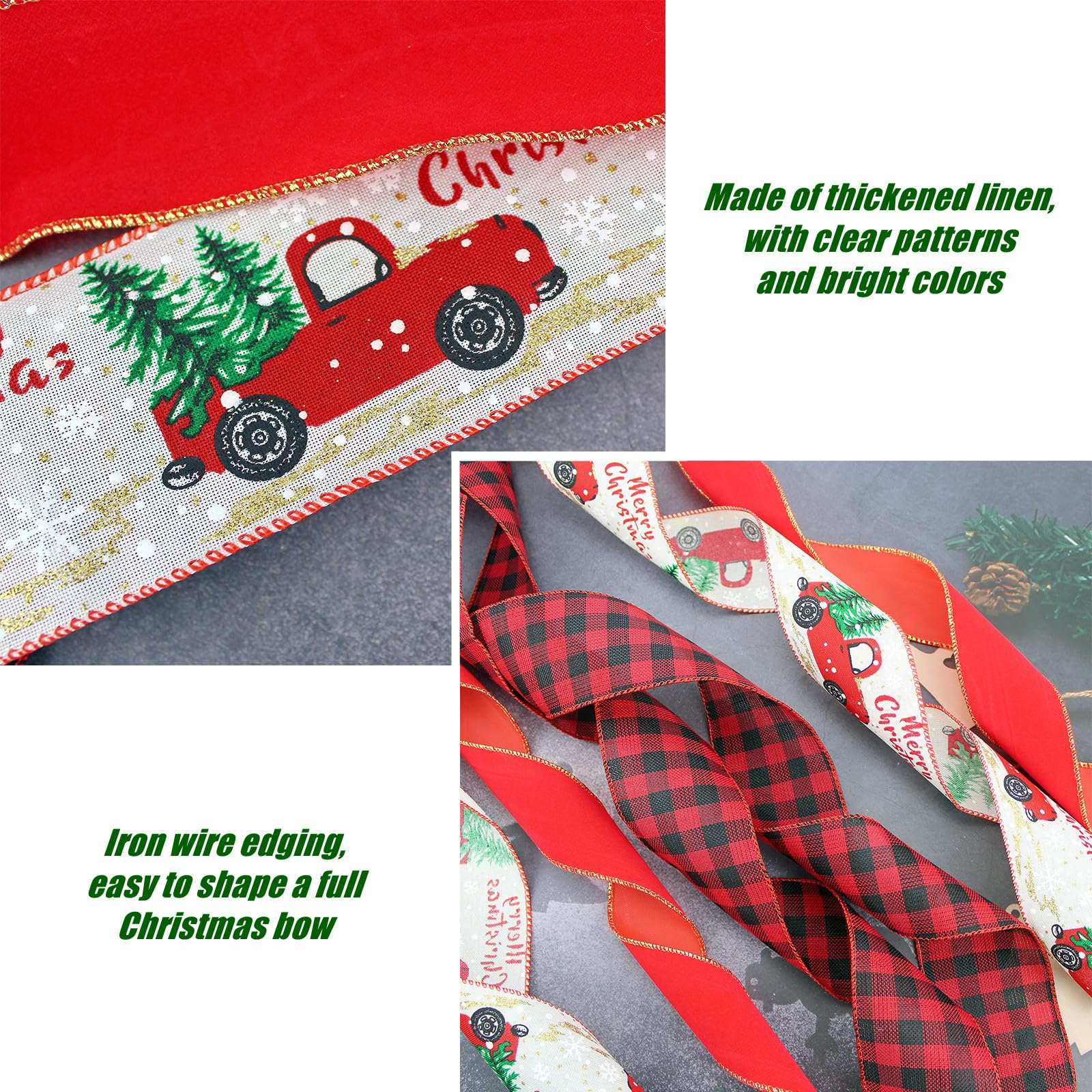 YankMooM Red Christmas Tree Topper Bow, 110 x 30cm Large Christmas Tree Bow for Christmas Tree Home Decoration - Image 3