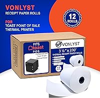 Vista 6 de Rollo de papel de impresora térmica para impresora de recibos Toast TP200 Punto de venta (12 rollos)