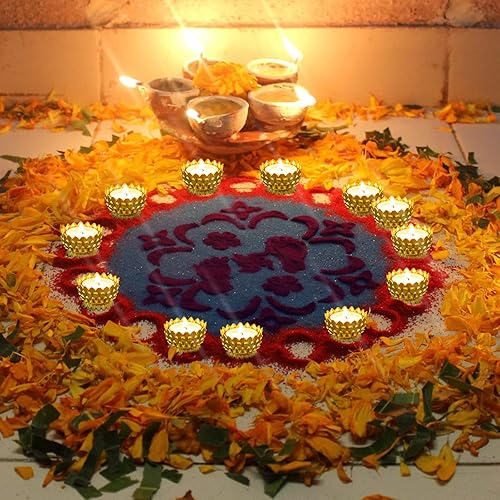 Miniatura 5 de Sziqiqi 6 piezas Lotus Ghee Soporte para lámpara de té Butterlamp Soporte de luz de té de cobre tibetano Lámpara de aceite Suministros de altar, oro