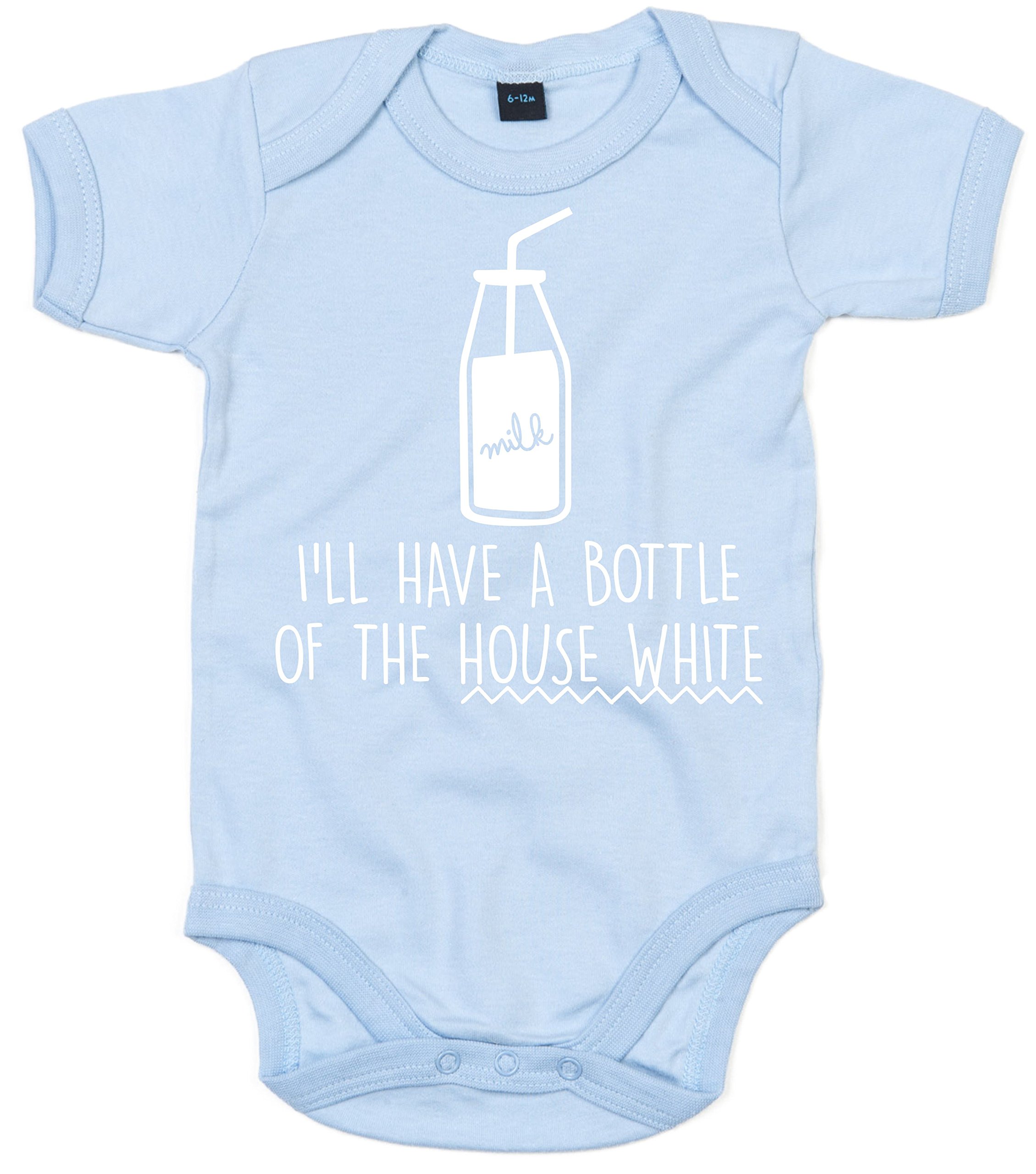 Edward Sinclair 3-6 Months SkyBlue Bodysuit I'll Have a Bottle of the House White DESIGN2 with White Print
