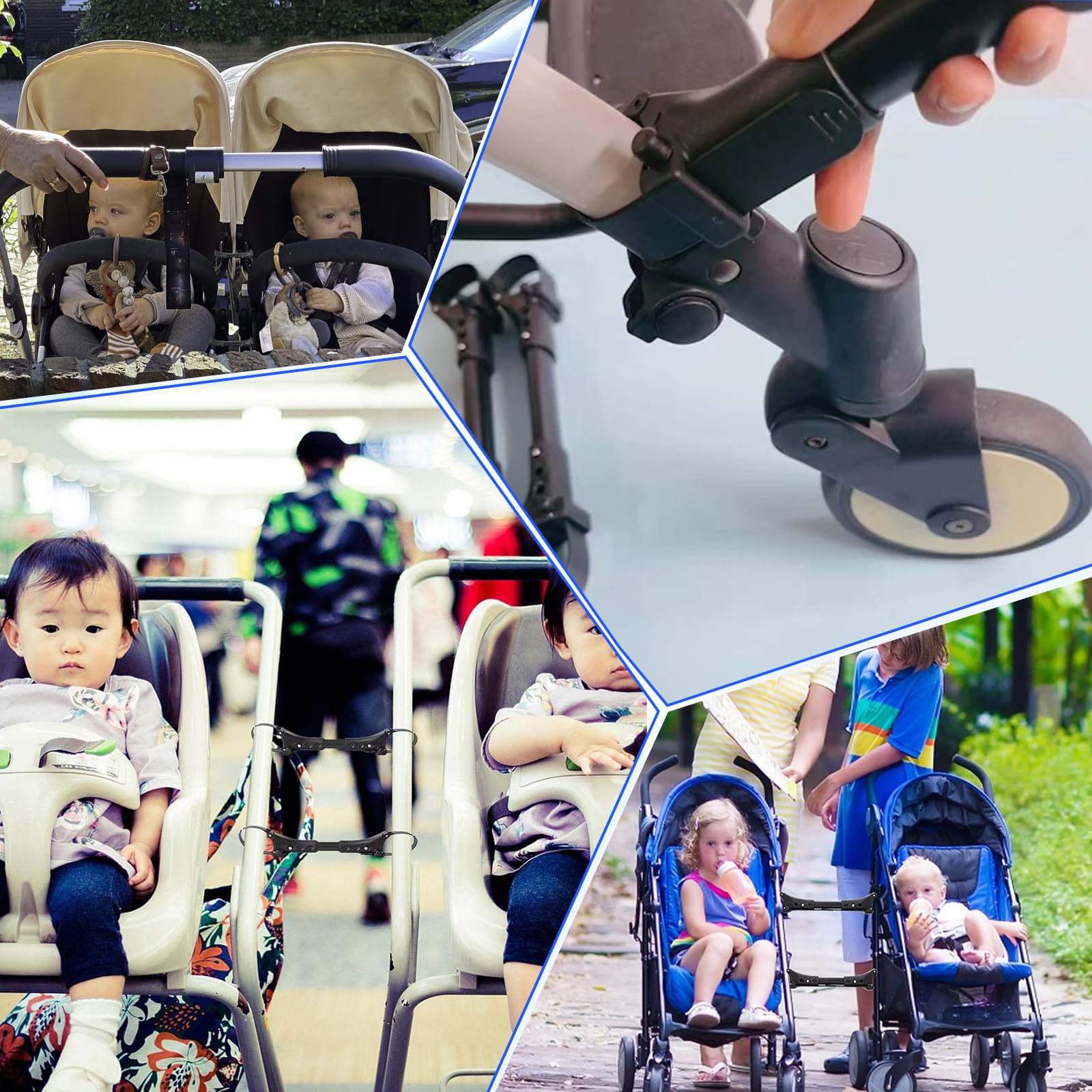 3 Pièces Connecteurs Universels pour Poussette de Bébé, Connecteurs Réglables pour Poussette, Adaptateur Connexion pour Poussette, Convient À la Plupart des Poussettes