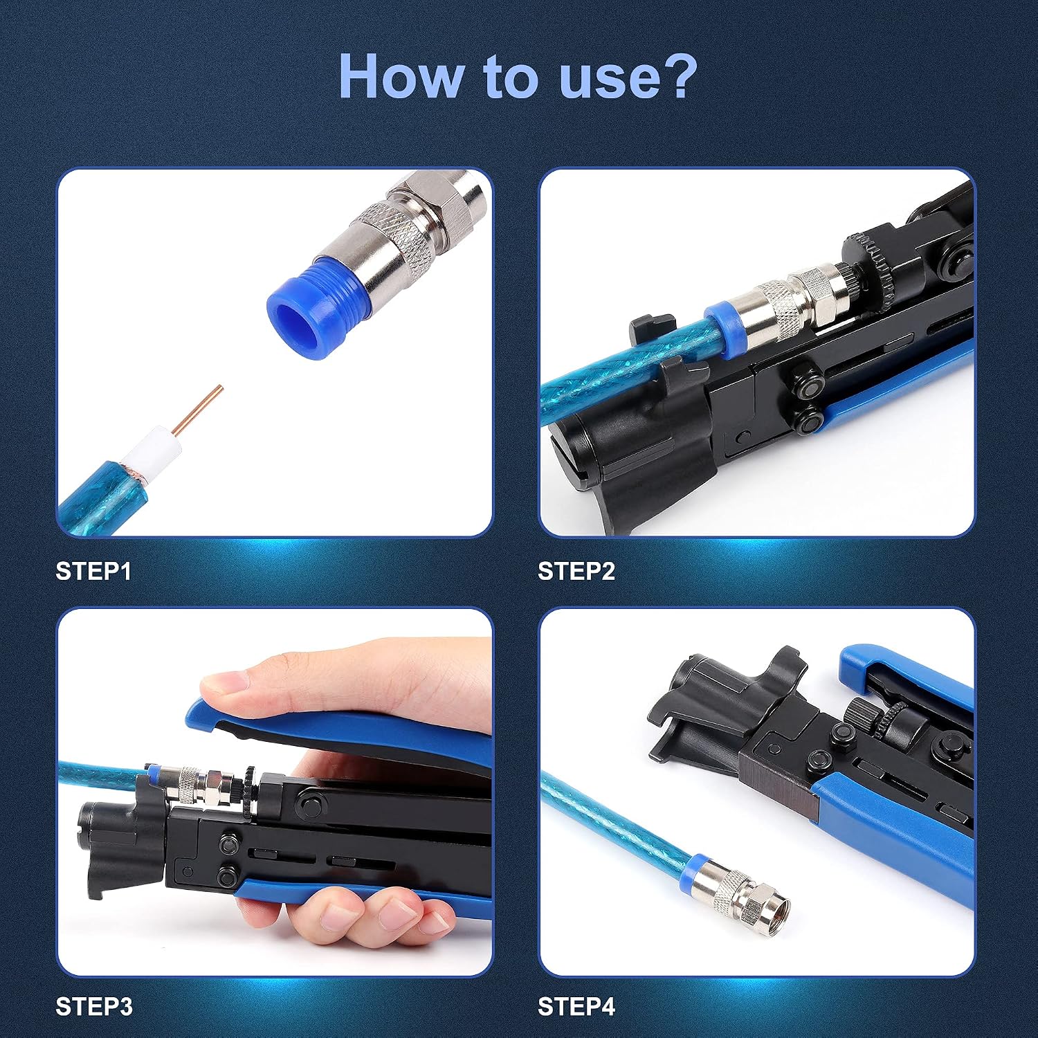 Knoweasy Coax Compression Tool - Coax Crimper and RG6 Coaxial Crimper for RG6, RG59, and RG11 Cable F-Connectors