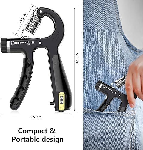 Miniatura 3 de Entrenador de fuerza de agarre, 2 piezas de ejercitador de dedos de silicona, fortalecedor de agarre de mano, resistencia ajustable de 11-132 libras