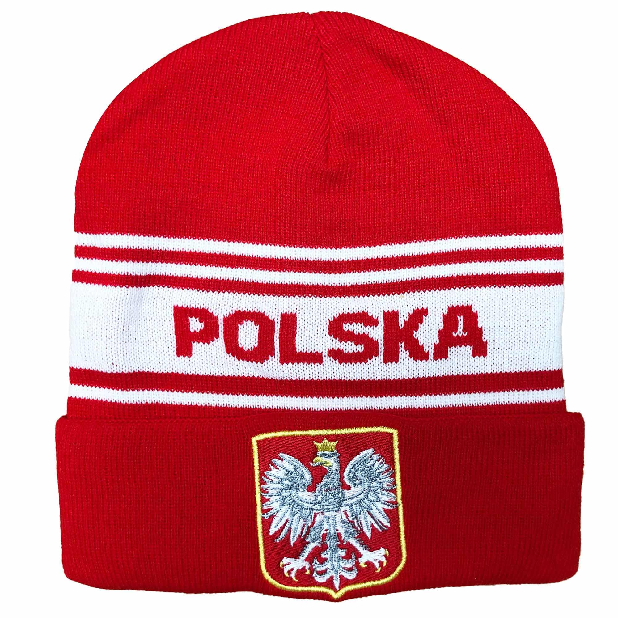 Gifts 4 All Men's Multicolor New Poland (Polska) Football Fans Bronx Hat, Poland Crest Woolly Hat, Polish Fans Winter Beanie