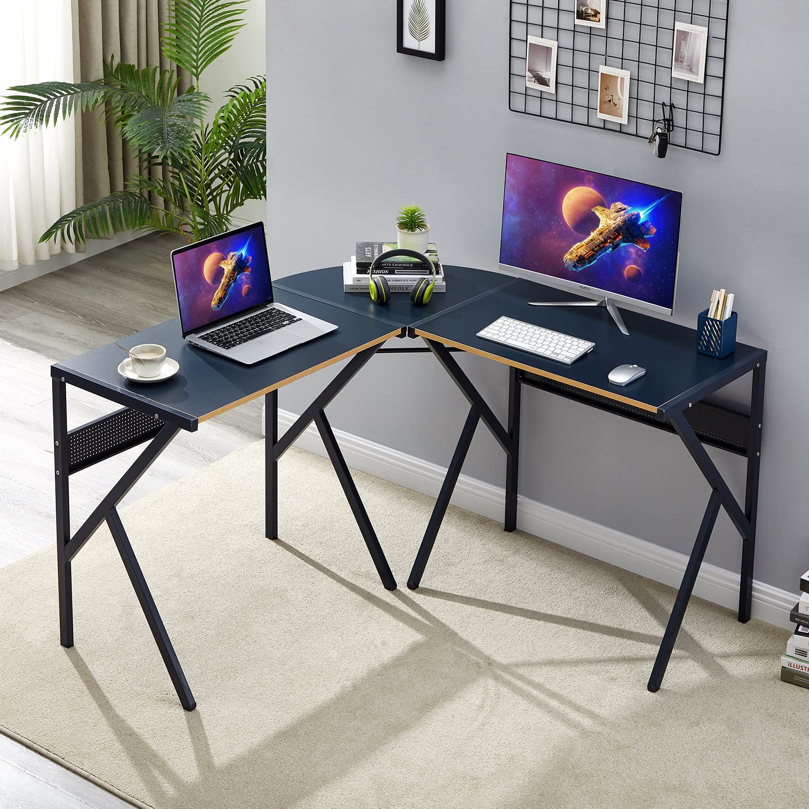 Aingoo Corner Desk L shaped Computer Desk Modern Gaming Desk with Stury