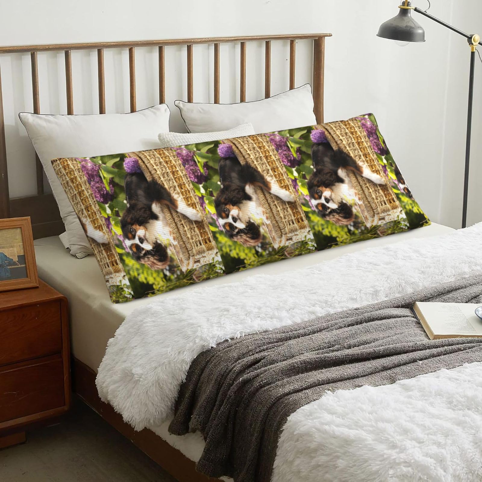 Cavalier King Charles Spaniel, Body Pillow Cover with Zipper,Long Body Pillowcase 20 x 60 in