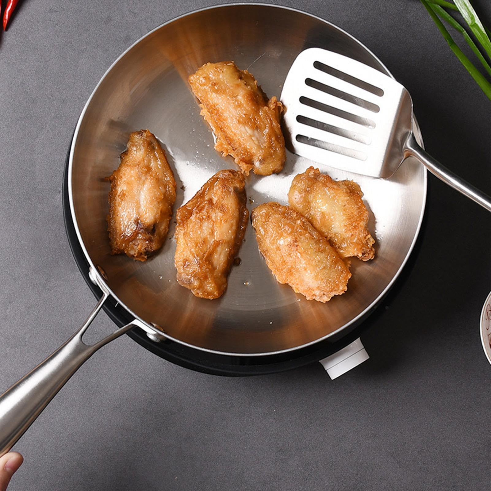 Deep Skillet Frying Pans, Oven Safe Skillet, Stainless Steel Cookware