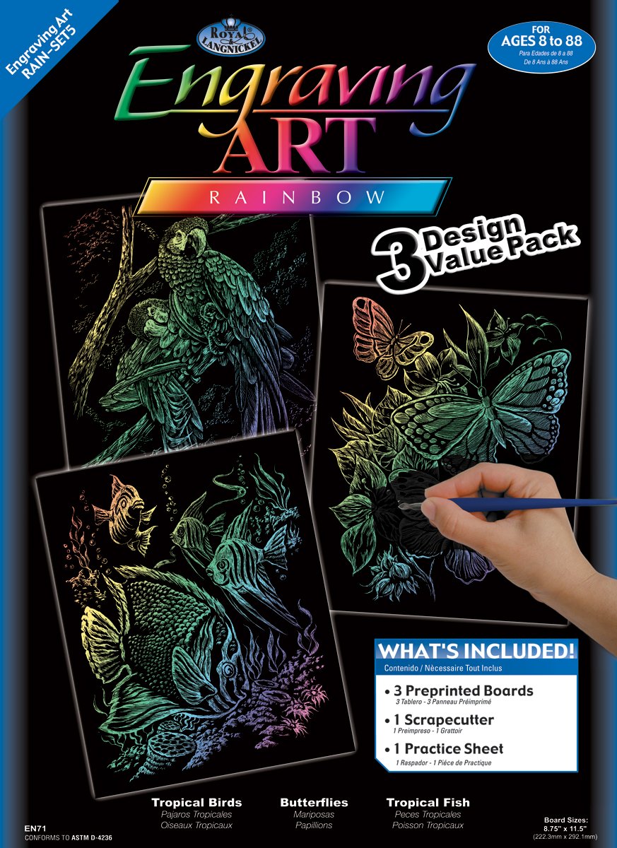 Royal & Langnickel RAIN15 Kit Incisione Per Grattacarta - Formato A4, Motivo Rana Arcobaleno, Per Artisti - 2