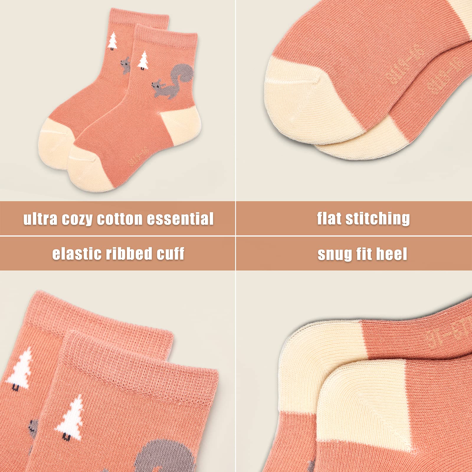 Aisyee Lot de 6 paires de chaussettes colorées en coton sans couture pour garçon