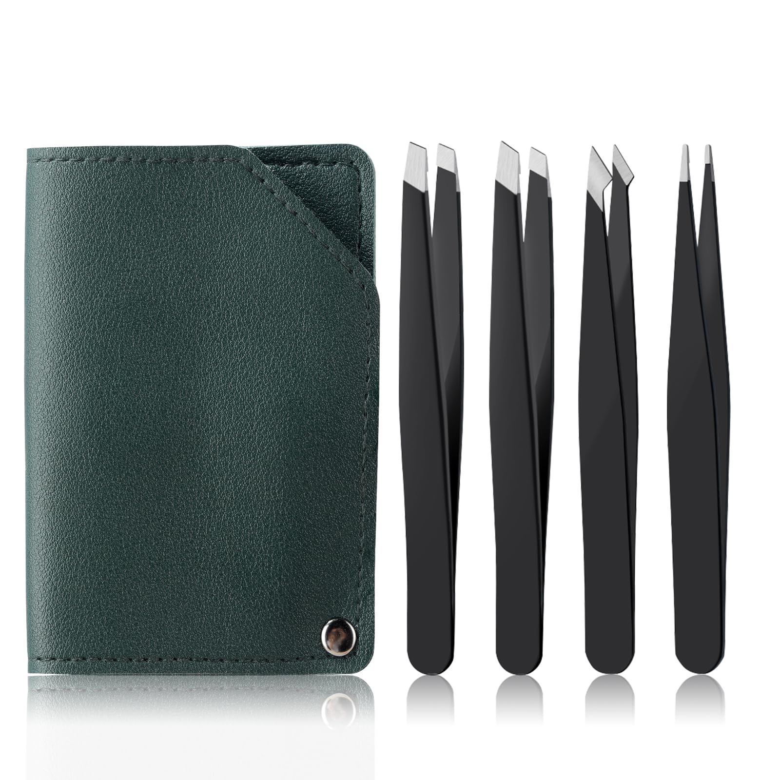 MSQ Tweezers Set with Travel Bag, 4Pcs Professional Stainless Steel Tweezers for Eyebrows，Great Precision for Women & Men Facial Hair, Ingrown Hair Removal-image-44
