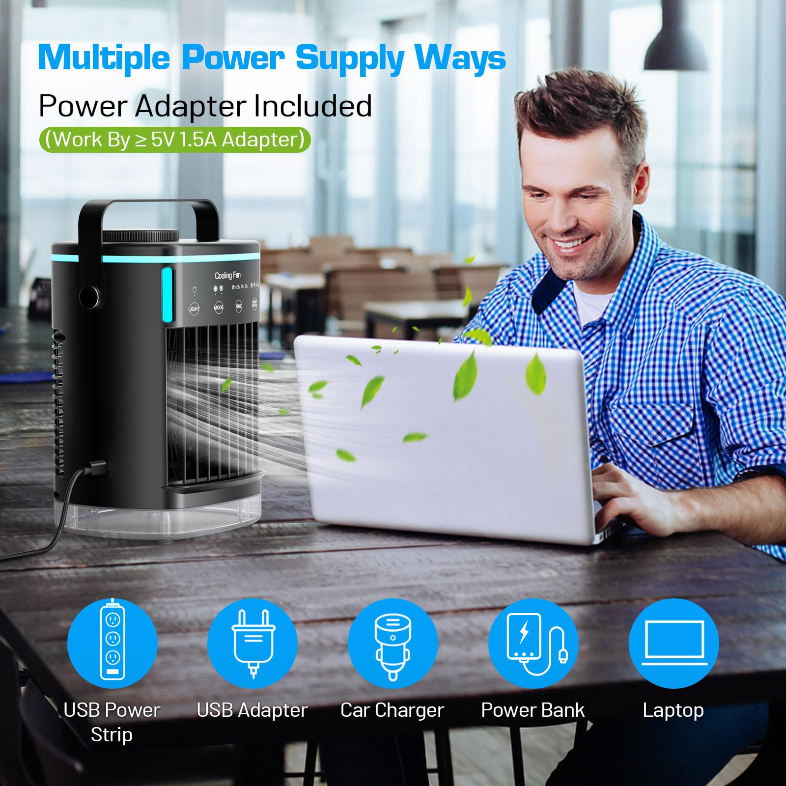 Symphony Duet Mini Personal Air Cooler 2-Pack - USB Powered Portable Cooler For Desk & Home