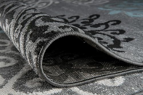 Miniatura 4 de Tapete de área moderno y contemporáneo con diseño floral para interiores, otro, Gris