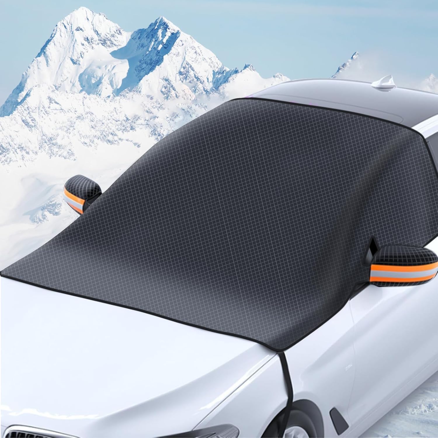 Bache Pare Brise Protection Hiver pour Citroen C4 Picasso 2010-2013, Couverture de Pare-Brise d'hiver avec 6 Fixations Magnétiques, Pliable, Givre, Neige,Green