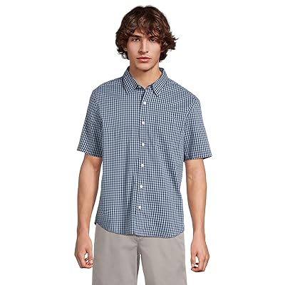 L.L.Bean Comfort Stretch Performance Shirt, Short Sleeve, Slightly Fitted, Plaid Men