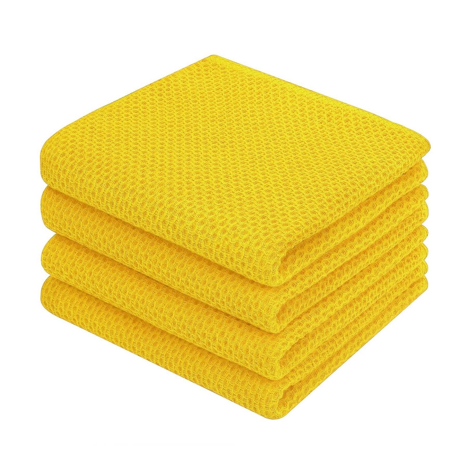 Jobaojiang Kitchen Cloths Household Accessories Waffle Weave Kitchen Towels Cleaning Tools Useful Cleaning Things For Home(YE,33X33CM-6PCS)