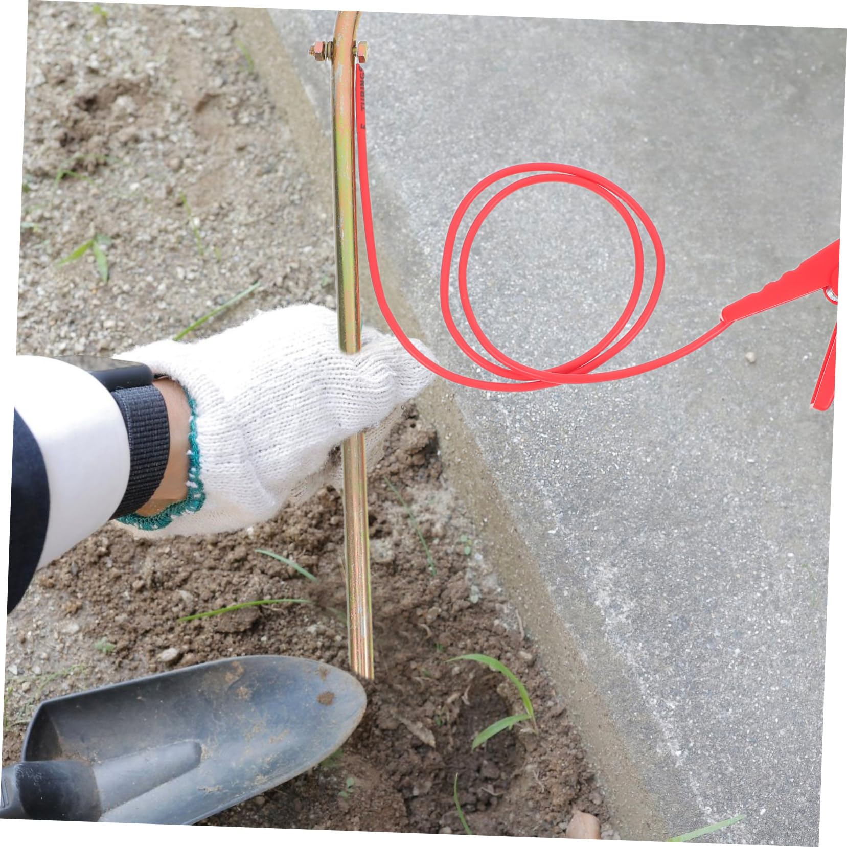 Operitacx Picchetto di Messa Terra Portatile in Ferro con Clip | Kit con Filo di Terra Incluso, Collegamento Sicuro per Auto e Recinzioni Elettriche