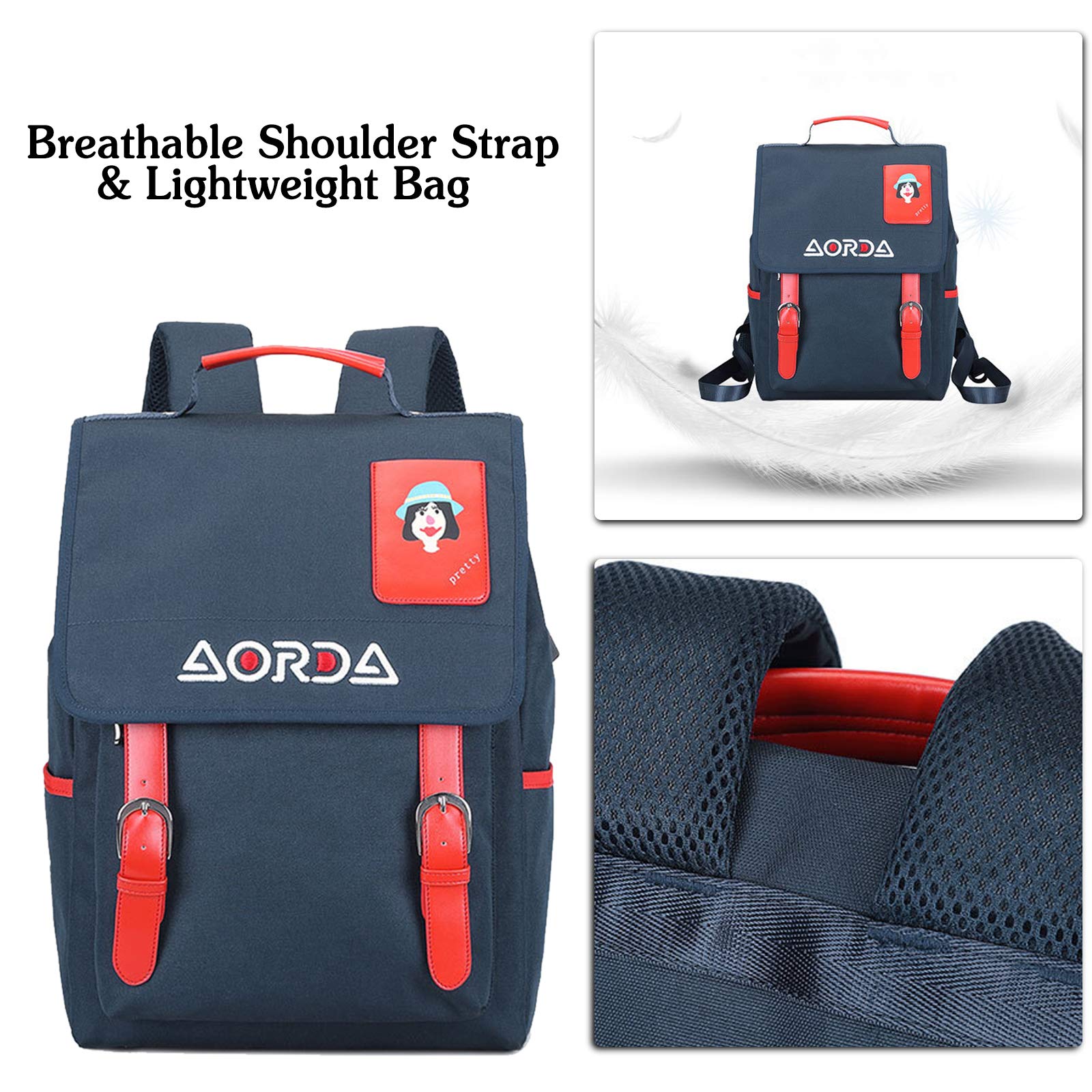 FANDARE Damski plecak modny plecak dzienny z przyłączem USB do ładowania, dla dziewcząt, torba szkolna, na laptopa o przekątnej ekranu 15,6", plecak podróżny, do szkoły, na zakupy, randkę, tornister,