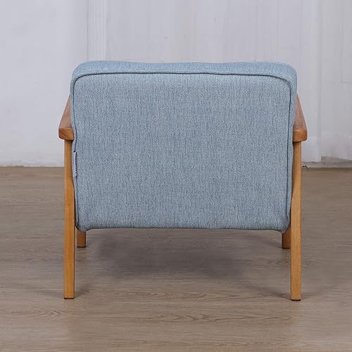 Miniatura 7 de BabyLand Sillón para niños, sofá individual para niños con estructura de madera maciza y tela de lino para regalo de niños (azul claro)