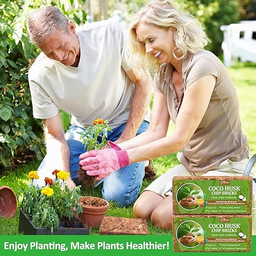 Miniatura 7 de Riare Paquete de 4 sustratos de chips de coco para plantas, ladrillo de cáscara de coco 100% orgánico de 4.4 libras con baja EC y pH equilibrado