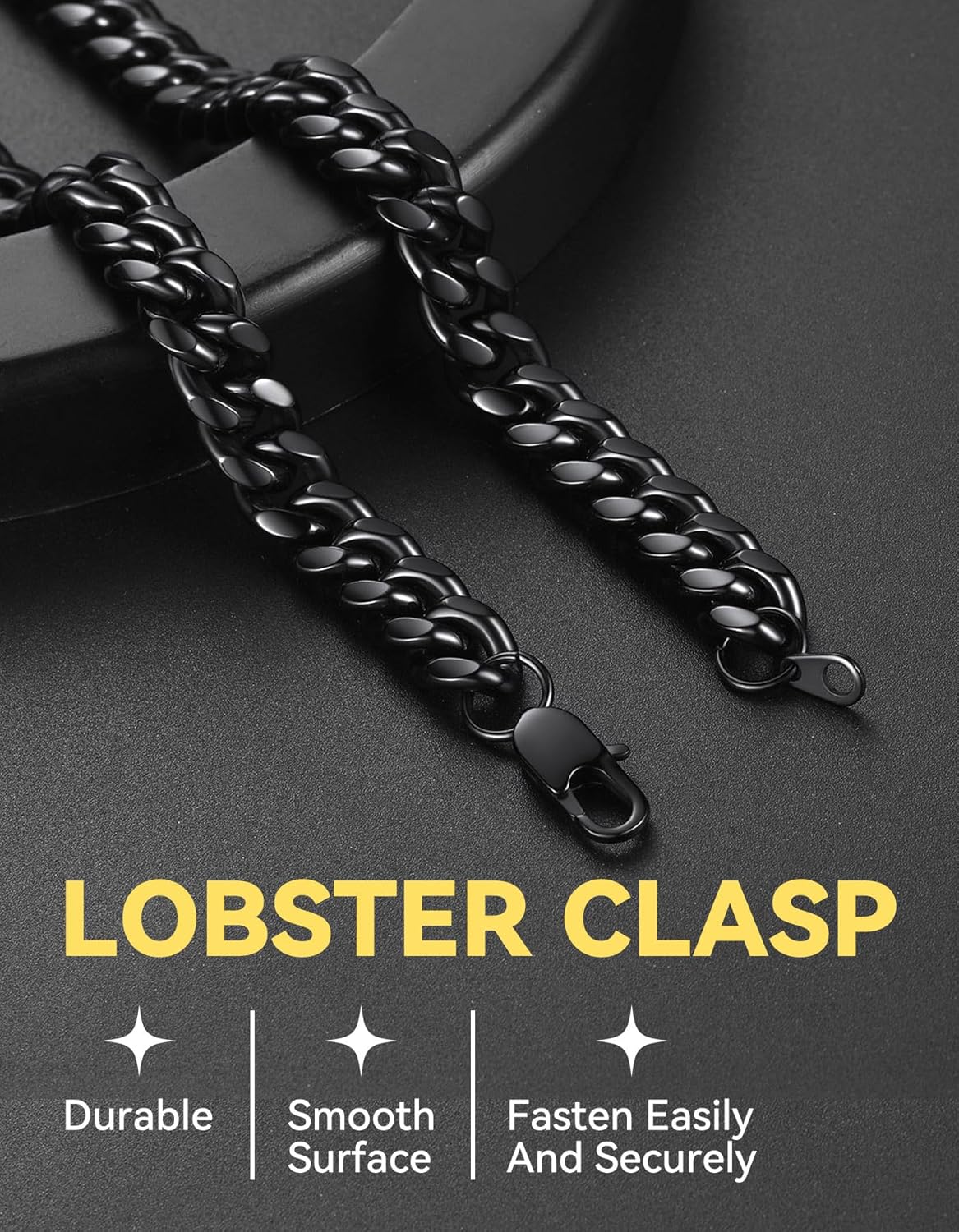 ChainsHouse Miami Cuban Link Chain Necklace for Men, 4.8mm/6mm/10mm/14mm Width, 14K Gold Plated/Stainless Steel/Black Mens Chunky Hip Hop Necklace Curb Chains, 14"-30" Length, Come Gift Box - Image 3