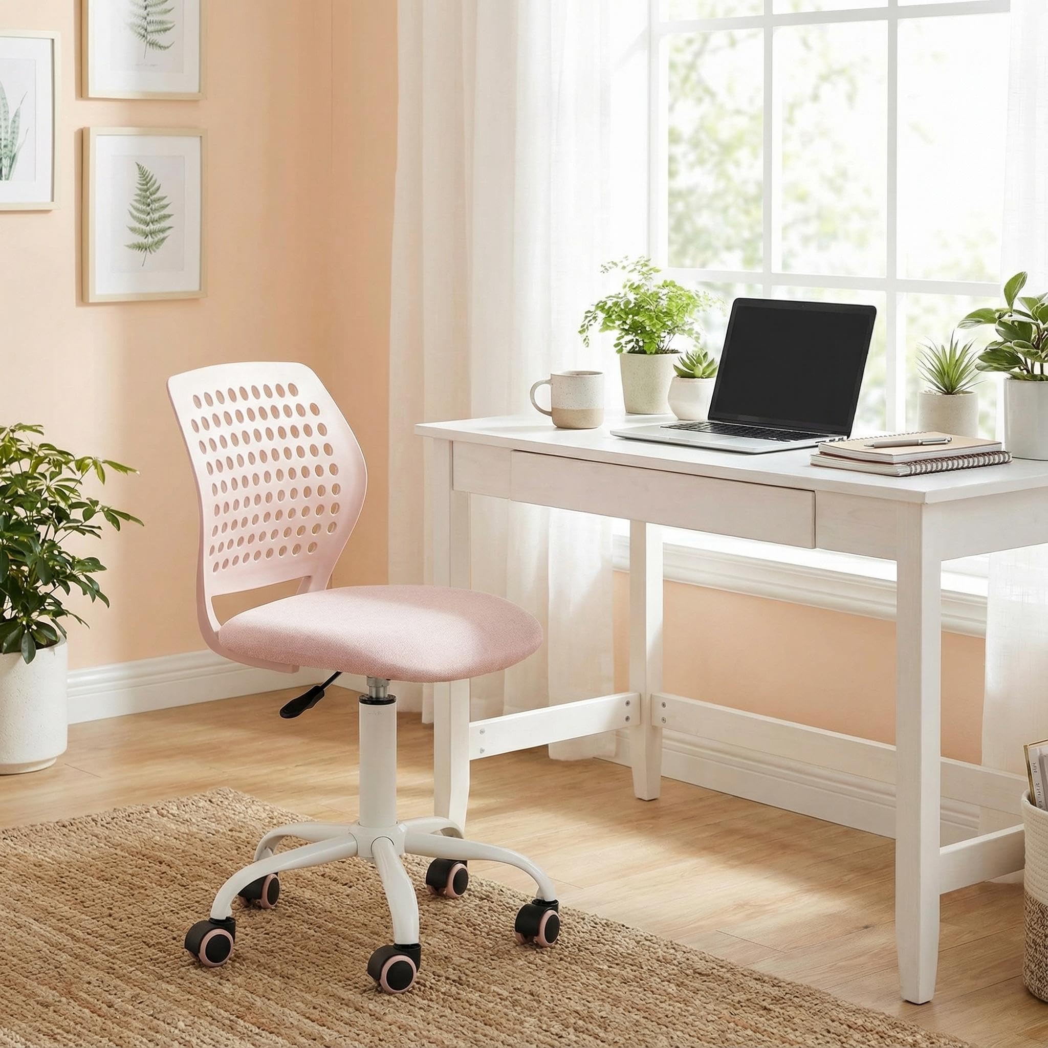 FurnitureR Sedia da gaming senza braccioli, sedia girevole regolabile in altezza con ruote, sedia da scrivania ergonomica per gaming e home office, girevole a 360°, 3 colori a scelta