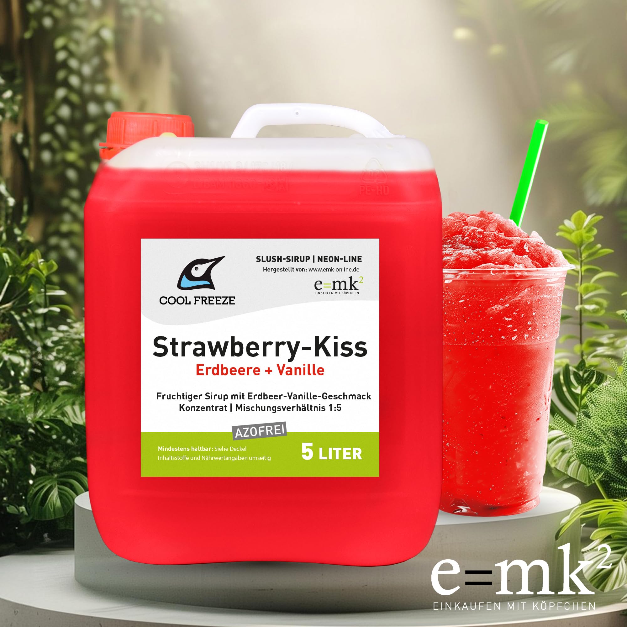 Slush-Sirup 8×5 L Set azofrei • Konzentrat von COOL FREEZE • Cola, Orange, Kokos, Waldmeister, Kirsche, Maracuja, Erdbeere, Zitrone • Ideal für Slushmaschine, Events, Partys, Sommer & Kinder