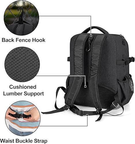 Miniatura 10 de DSLEAF Baseball Backpack for 4 Bats, Softball Bag with External Helmet Holder and Separate Shoe Space Up to US Mens 13