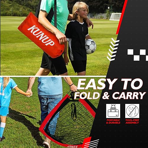 Miniatura 5 de Portería de fútbol portátil de 5 x 3, 6 x 4, 9 x 5 pies, para patio trasero, red de práctica de fútbol plegable con bolsa de transporte para niños