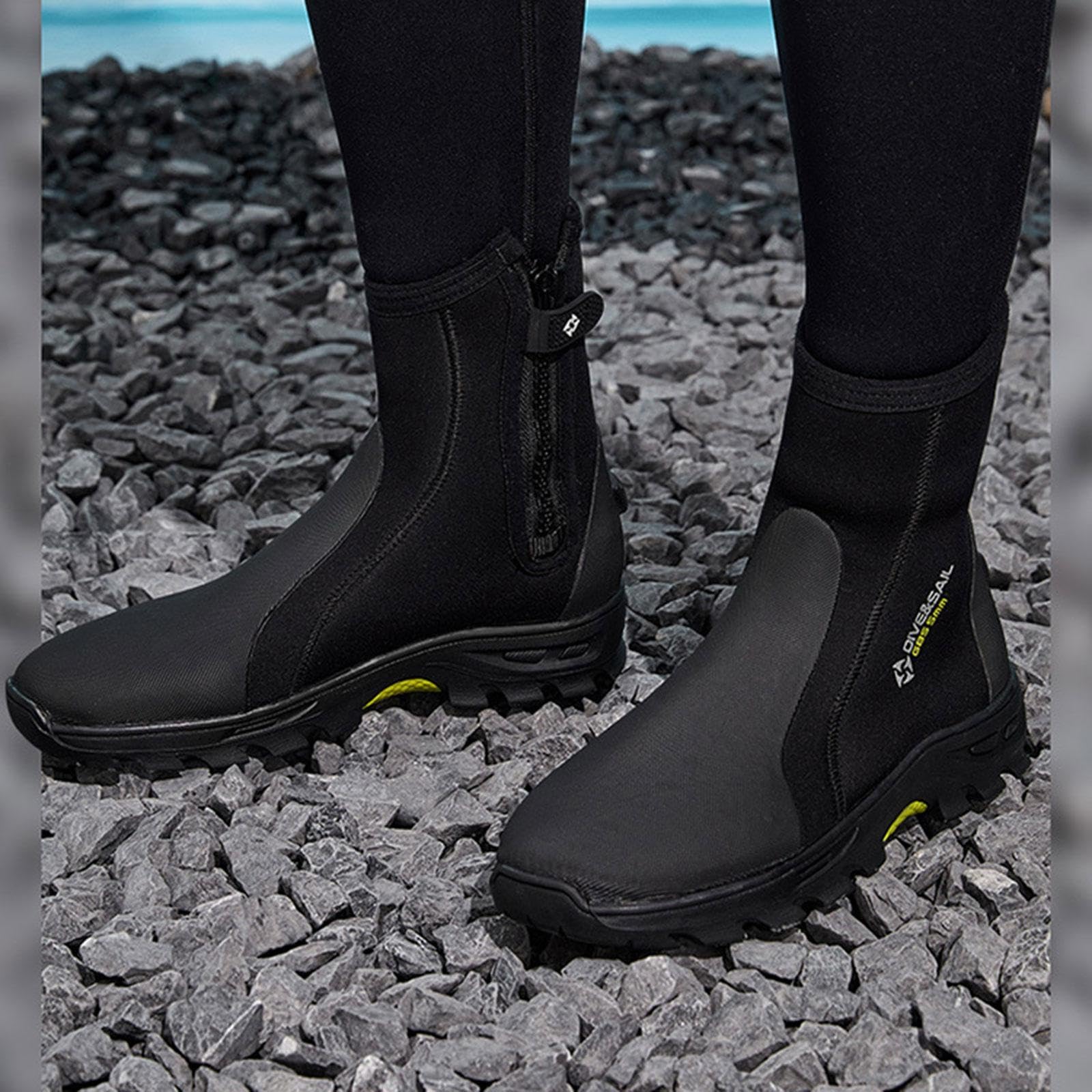 Neopren Tauchstiefel Unisex Schuhe mit Seitenreißverschluss Verstärktem Zehenbereich Rutschfestem Profil Strapazierfähiger Gummisohle Und Wasserdichte, wie Bild, Eu 38 bis 39
