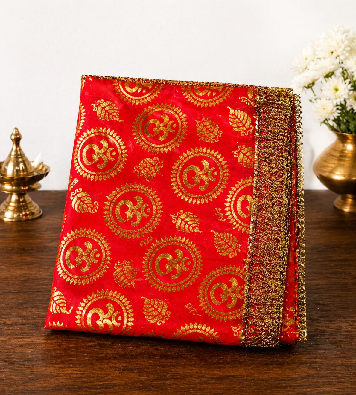 Big Large Size Foil Print Pooja Aasan with Less Cloth/Chowki Aasan Kapda Mat for Puja Table, Puja Home Mandir and Temple-picture-24