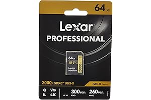 Lexar Professional 64GB SDXC 2000X UHS II Read 300mb Write 260mb 4K Memory Card