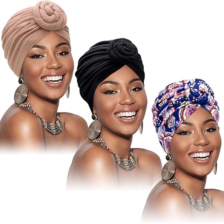 A Regal Turban for Every Woman: 3-Piece Pre-Tied African Turban Collection