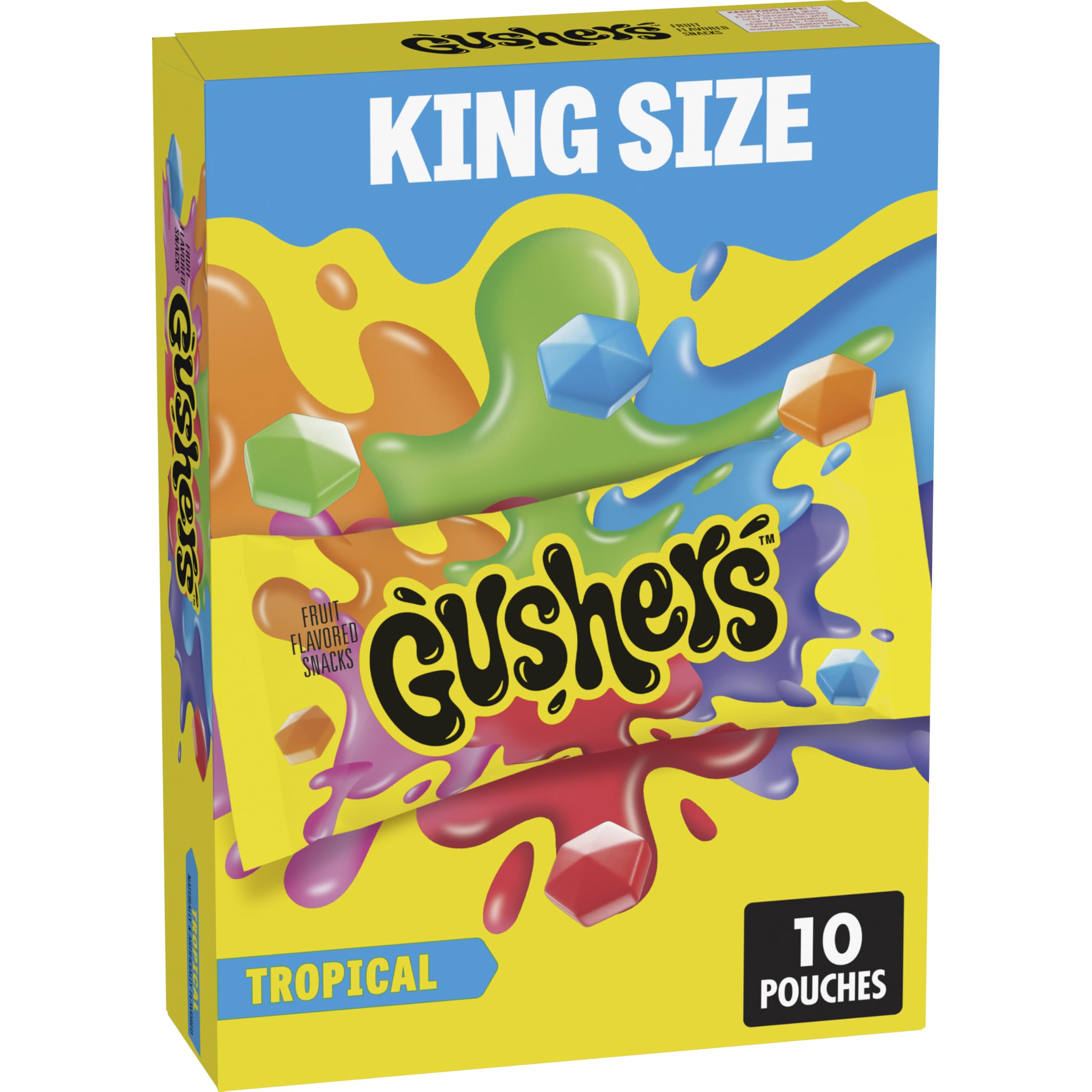 Gushers Fruit Flavored Snacks, King Size Pouches, Tropical Flavor, 10 Ct, 19 oz