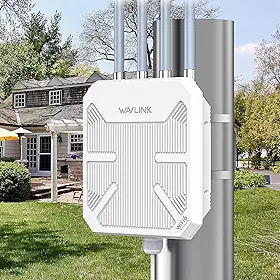 WAVLINK AX3000 Extensor WiFi externo 6 de longo alcance, ponto de acesso sem fio externo, PoE ativo, antenas 4x8dBi, funciona com Starlink/câmeras/roteador, IP67, até 256 dispositivos para fazenda