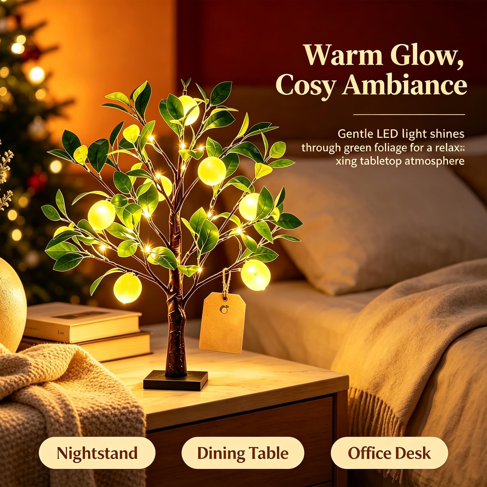 Leuchtende Zitronenbaum-Lampe, Künstlich Beleuchtete Tischlampe (2Pcs)