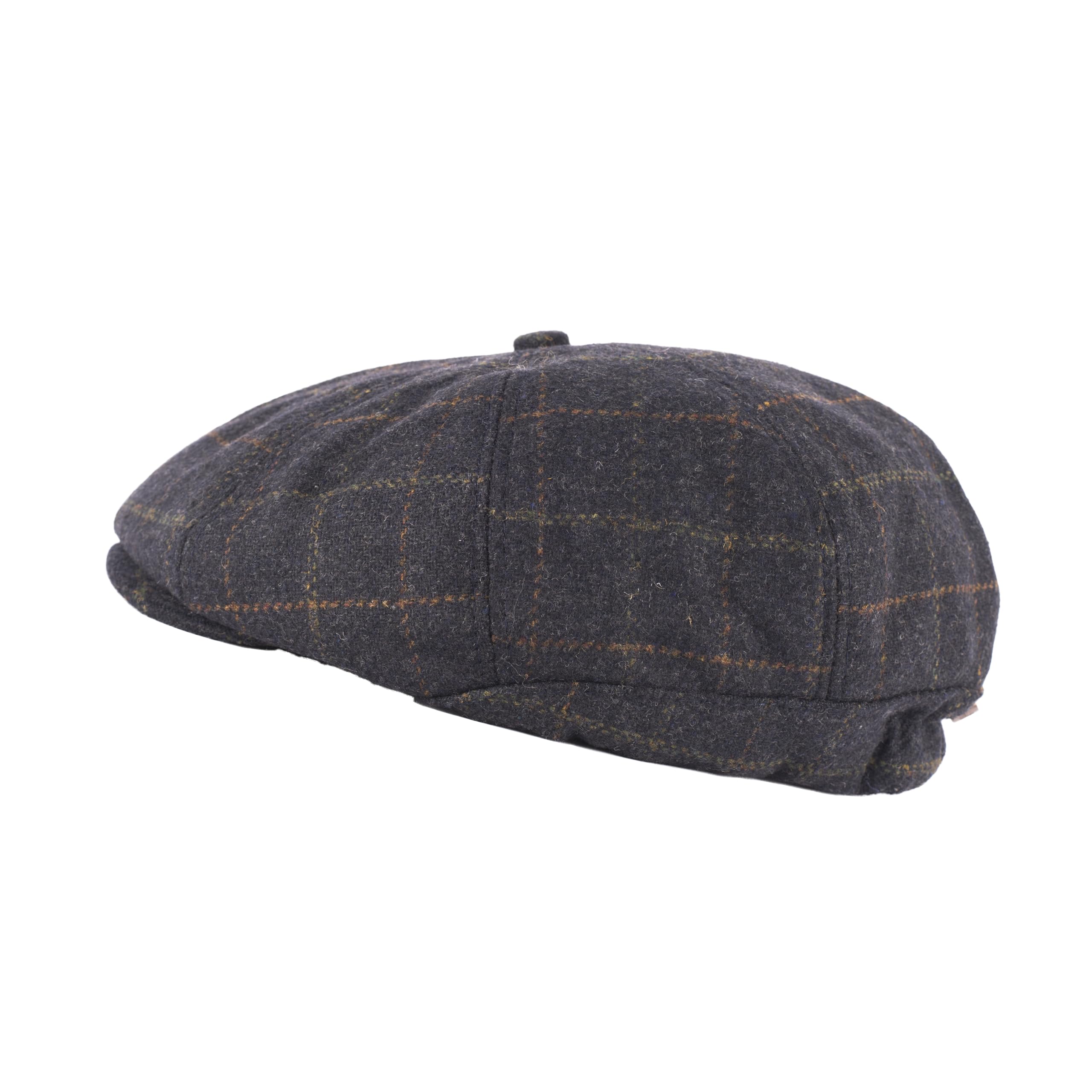 Heritage Traditions Wool Blue Tweed Panel Peak Newsboy Cap, Tweed Hat