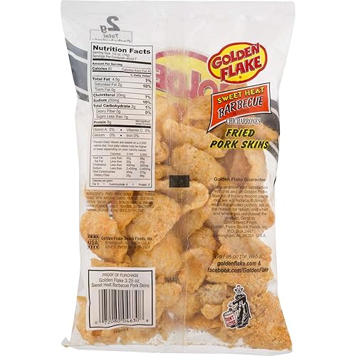 Miniatura 2 de Golden Flake Snack Foods Sweet Heat - Pieles de cerdo fritas con sabor a barbacoa, bolsa de 3 onzas (6 bolsas)