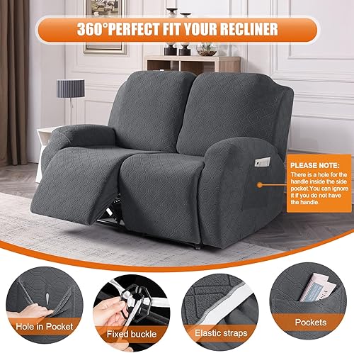 Vista 46 de VANSOFY Funda para silla reclinable, 3 piezas, fundas elásticas para silla reclinable, funda suave para silla reclinable, protector de muebles