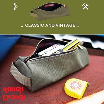 Rough Enough Waxed Canvas Small Tool Pouch Bag, Army Green