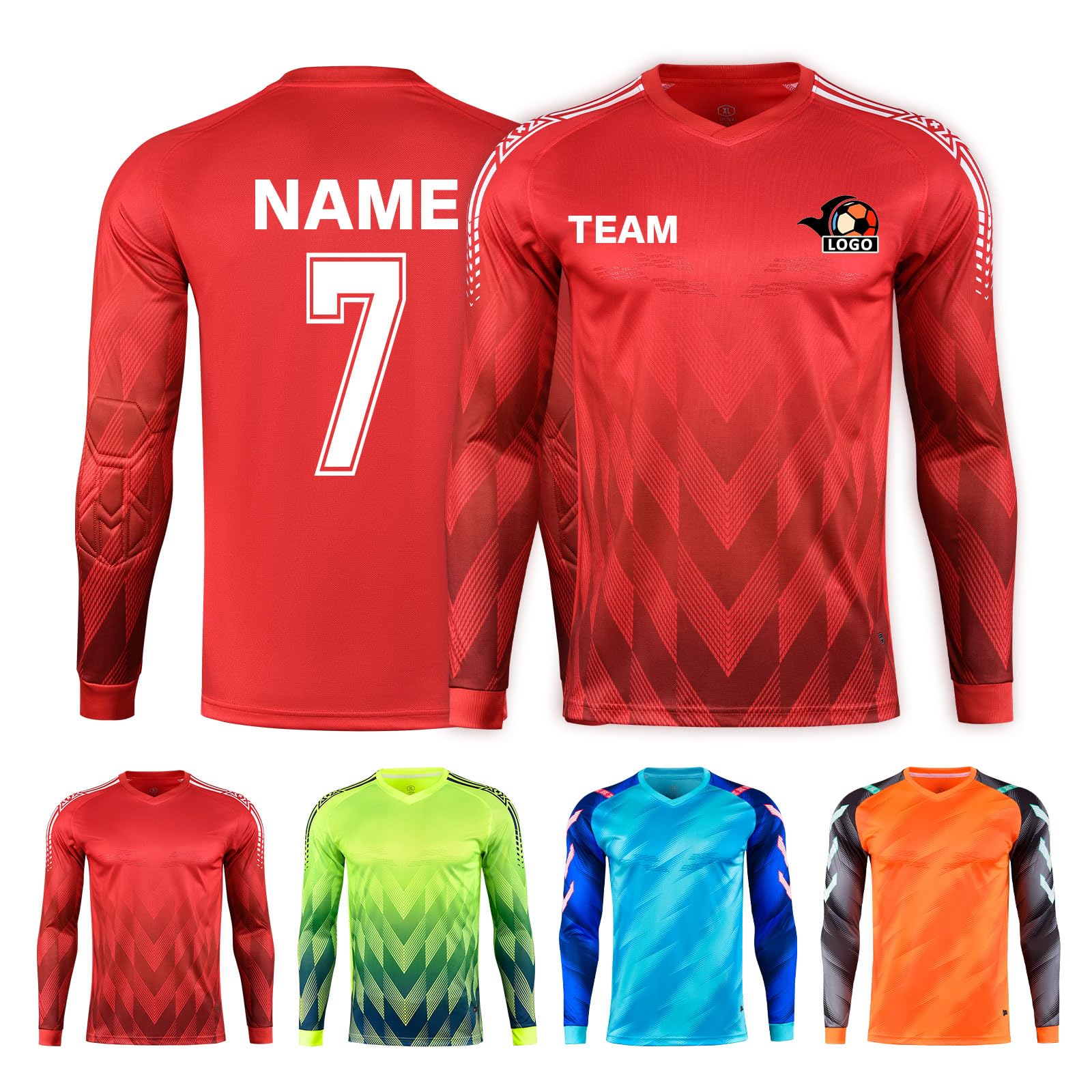 LAIFU Personalisiertes Torwarttrikot Kinder Erwachsene Herren Damen Langarmtrikot mit eigenem Namen, Nummer, Teamname