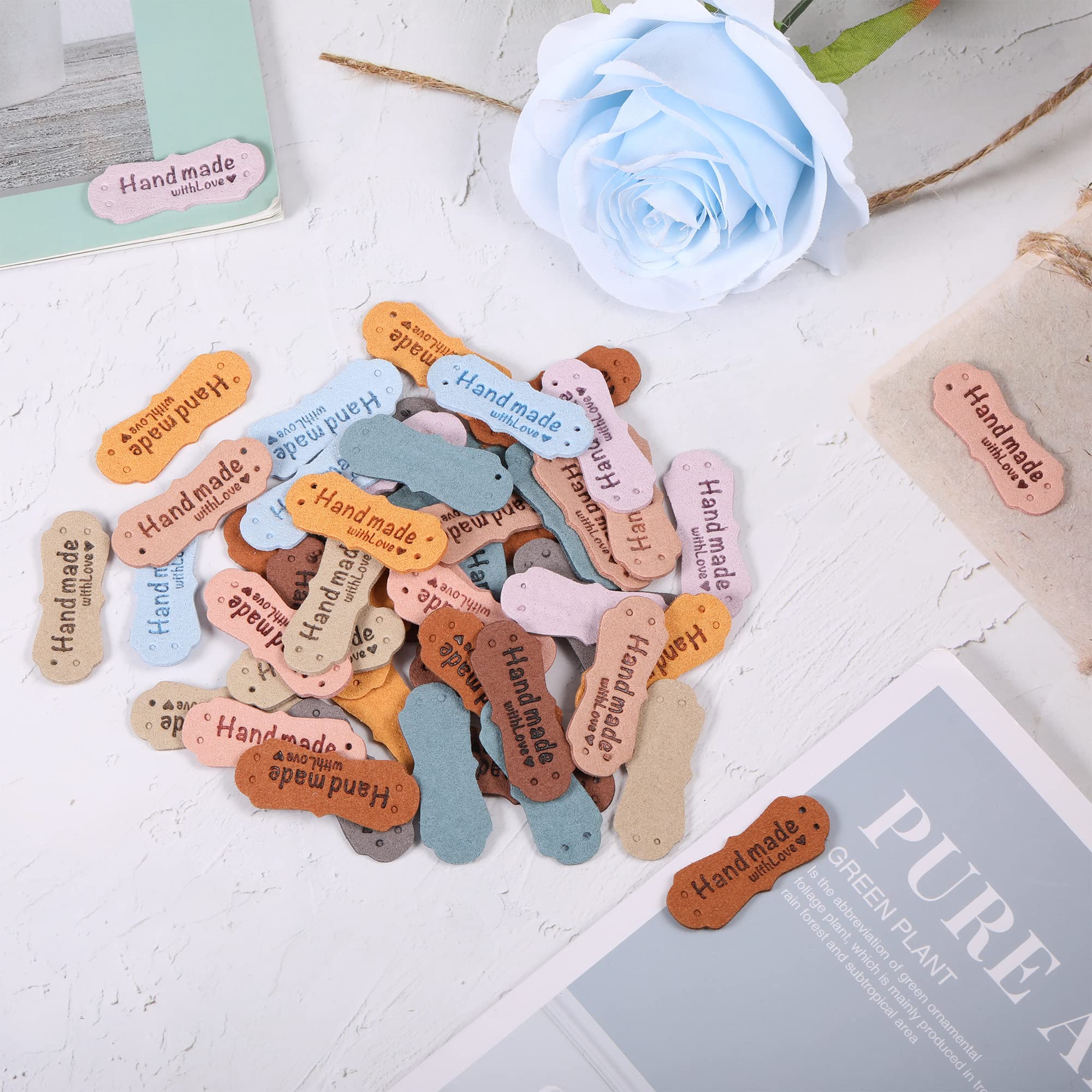 Étiquettes à Coudre En Simili Cuir - Lot De 50, 2,5 X 2,5 Cm, 10 Couleurs, Pour Vêtements, Sacs, DIY