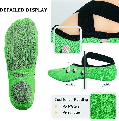 Miniatura 59 de Ozaiic - Calcetines de yoga para mujer con correas y agarres antideslizantes, ideales para pilates, Pure Barre, ballet, danza y entrenamiento