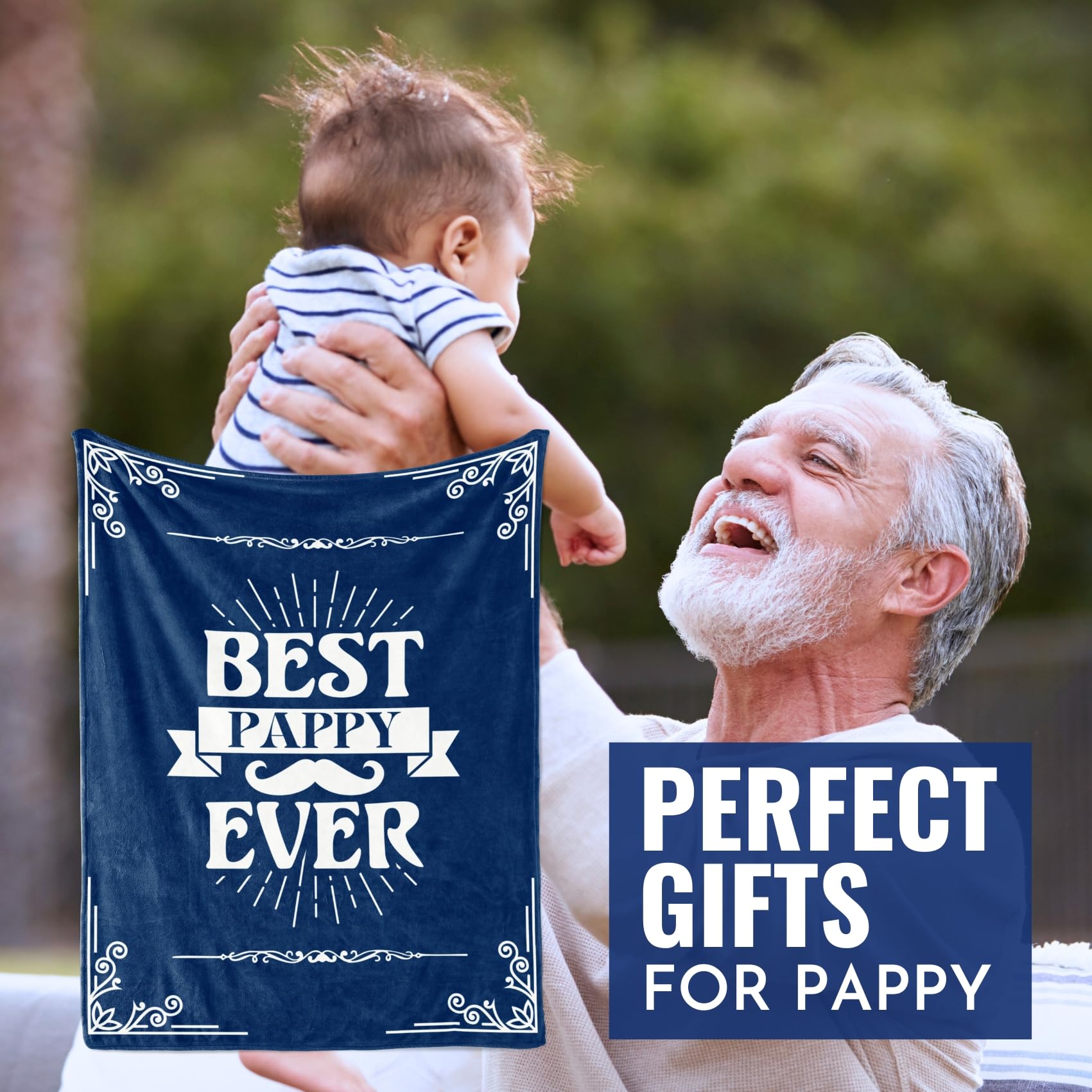 InnoBeta Pappy Gifts, Gifts for Grandpa, Throw Blanket for Grandfather, Presents from Granddaughters Grandsons for Christmas, Birthday, Father's Day - 50" x 65" Best Pappy Ever