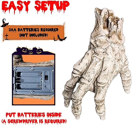 Miniatura 3 de Halloween Animatronics Crawling Zombie Hand Decoration with Spooky Sound - Indoor and Outdoor Halloween Decor, Perfect for Ghost Festivals, Makeup