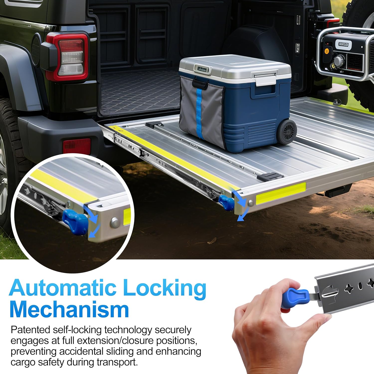 QPY Heavy Duty Drawer Slides 14 18 20 22 28 30 38 Inch Full Extension Locking Ball Bearing Rails - Side Mount, 250lb Load Capacity, 53mm Width,(20 Inch, with Lock)