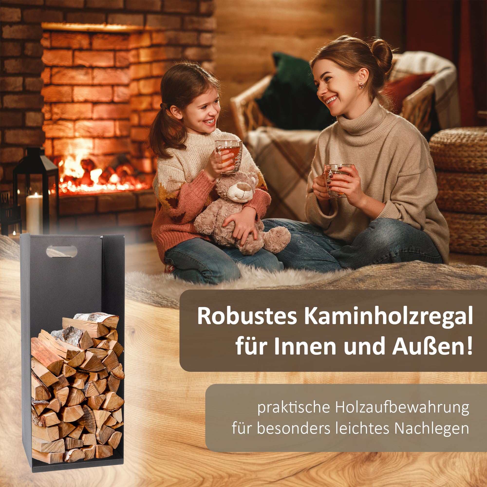 Lemodo Kaminholzregal Metall, Brennholzregal, Metallregal für Kaminholz und Briketts, Holzaufbewahrung, Feuerholzregal, Holzregal, Kaminholzaufbewahrung, Brennholzständer, Kaminholzhalter