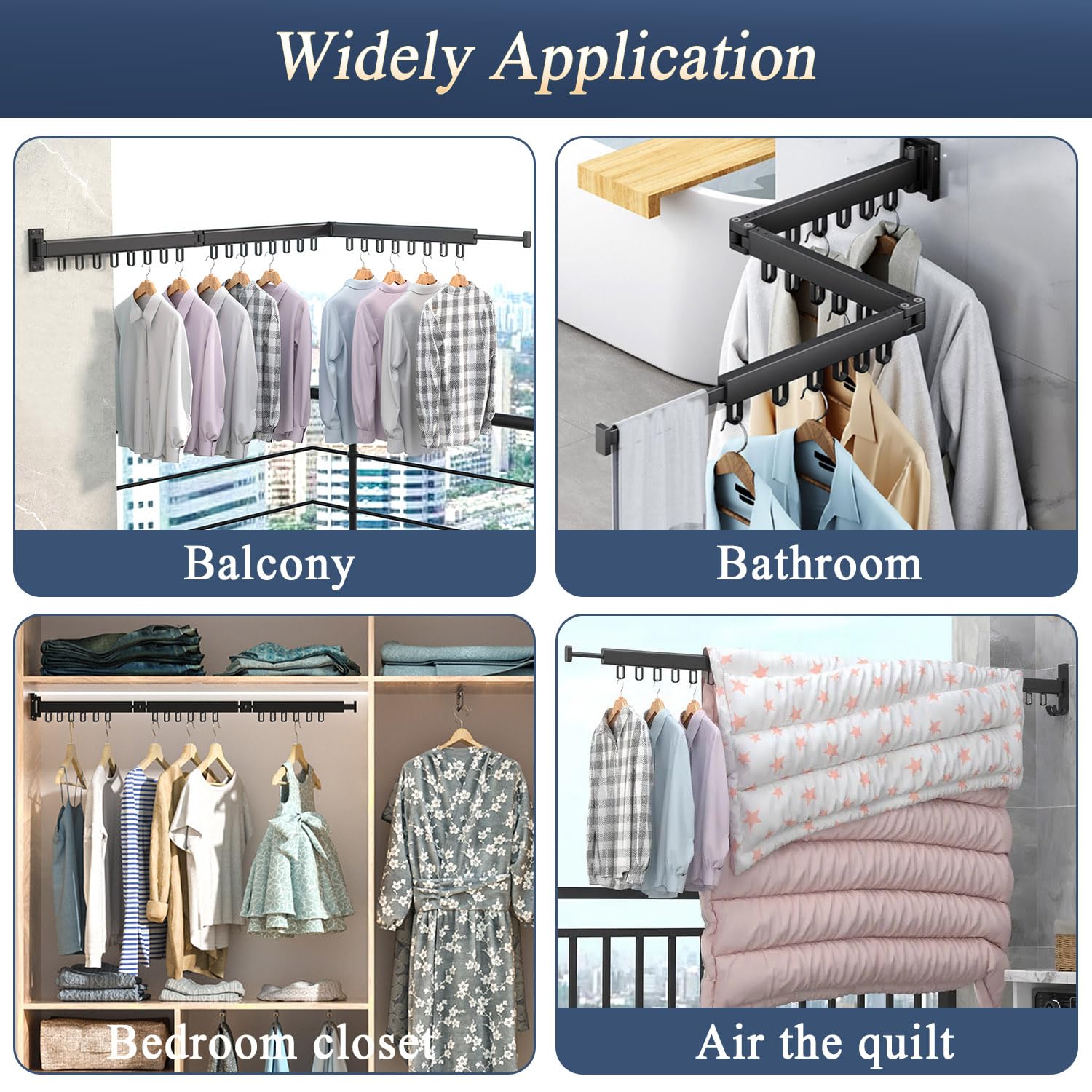 Étendoir À Linge Mural Pliable Pour Intérieur Ou Extérieur - Économie D'Espace - Design Compact
