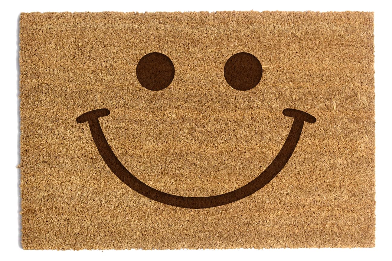 Happenings Felpudo de fibra de coco - Divertido felpudo gráfico de sonrisa - Como regalo - Felpudo para el hogar (60 x 90 cm)